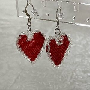 Handmade Beaded Heart Earrings